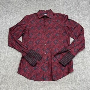 Banana Republic Shirt Mens L Paisley Button Casual Dress Shirt Double Bond Cuffs